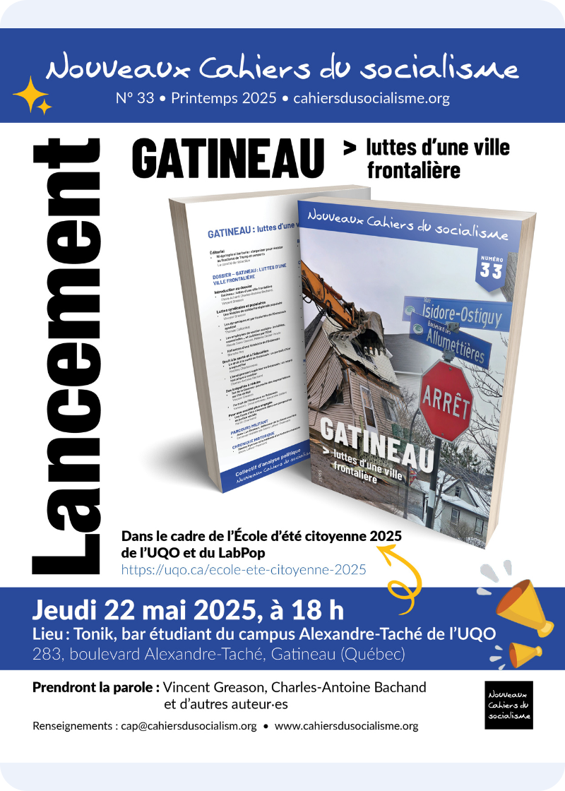 Lancement du no. 33 | Nouveaux cahiers du socialisme